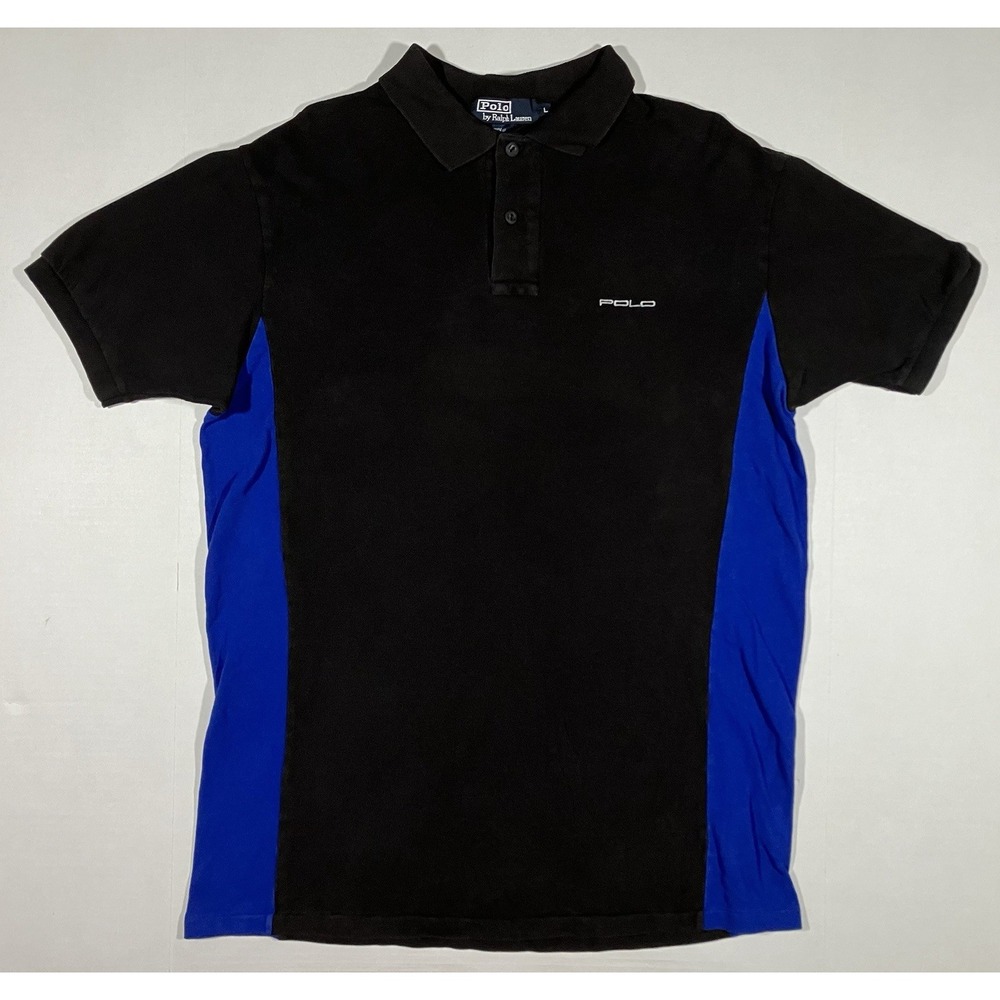 Vintage Polo Ralph Lauren Polo Shirt Mens Large Made in USA Black Blue